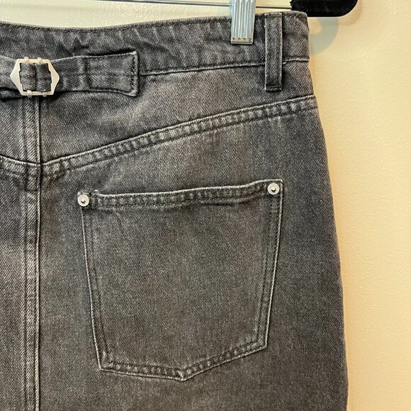 NWT Free People Washed Black Denim Button Fly Raw Hem skirt, Size 30 (US 10) - Picture 11 of 13
